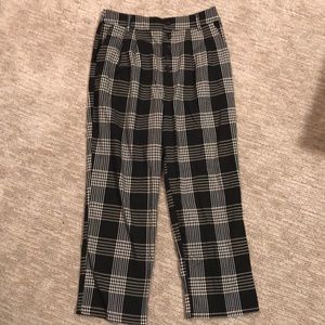 Forever 21 High-Rise Plaid Cropped Pants